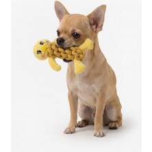 Köpekler Için Halatlı Peluş Isırma ve Çiğneme Oyuncağı, Yumuşak Dokulu Hayvan Figürlü Oyun Oyuncağı, Isırma Taşıma ve Çekiştirme Için Eğlenceli Aktivite Oyuncağı - Sarı Ördek