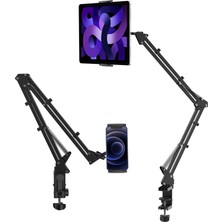 Masa Için T2 Ayarlanabilir Tablet Tutucu, Yatak Için Karbon Çelik Tablet Telefon Standı, Esnek Tablet Kol Kelepçesi iPhone 15 Pro iPad Kindle Galaxy Tab 4.6-12.9 Inç Cihazlarla Uyumlu