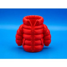 Bin1çeşit 3D Baskı Şişme Mont Kalemlik - Masaüstü Organizer-Kırmızı