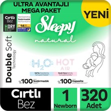 Natural Double Soft Ultra Avantajlı Mega Paket Bebek Bezi 1 Numara Newborn 320 Adet