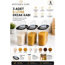 Kitchen Line 3'lü 6 Litre Premıum Erzak Saklama Kabı Seti