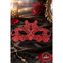 Yenilig 1 Adet Masquerade Maskesi – Çift Taraflı Dantel Maske Kırmızı/siyah Tasarım Elastik Lastikli Kostüm Maskeli Balo Party Fotoğraf Çekimi