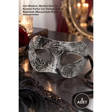 Yenilig 5 Adet Venedik Gümüş Eskitme Maske – Göz Maskesi, Maskeli Balo ve Kostüm Partisi Için Vintage Unisex Bağlamalı (Masquerade Mask)