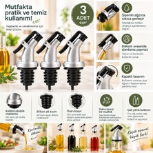 Silva Nature 3 Adet Sızdırmaz Kapaklı Şişe Tıpası Yağdanlık Ucu, Tıpa, Kapaklı Şişe Tıpası