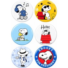 Punky Design 6'lı Sevimli Köpek Karakter Rozet Seti Yaka Iğnesi Müzik Cool Kawaii Broş Pin