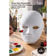 Yenilig 3 Adet Beyaz Renk Boyanabilir Anonim Tam Yüz Cosplay Maske 24X18 cm