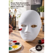 Yenilig 10 Adet Beyaz Renk Boyanabilir Anonim Tam Yüz Cosplay Maske 24X18 cm