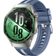 Sneezy Huawei Watch Gt7 Pro 46MM Ile Uyumlu Sportstripe Örgü Desen Metal Tokalı Silikon Akıllı Saat Kordonu