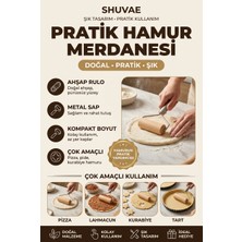 Shuvae Home Pratik Saplı Hamur Merdanesi –  Mini Oklava, Ahşap Rulolu, Metal Saplı Hamur Açma Rulosu, Pizza, Pide, Lahmacun, Kurabiye ve Tart Için