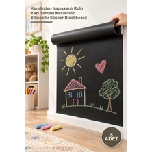 Yenilig 5 Adet Duvara Yapışan Kara Tahta – Kendinden Yapışkanlı Rulo Yazı Tahtası Kesilebilir Silinebilir Sticker Blackboard