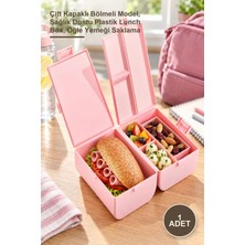 Yenilig 1 Adet Beslenme Kabı – Çift Kapaklı Bölmeli Model, Sağlık Dostu Plastik Lunch Box, Öğle Yemeği Saklama
