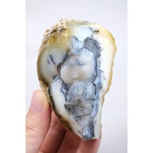 Healcrystal Ham Merlinit / Dendritik Opal Içinde Soluk Gökyüzü Mavisi Druzi Çekirdeği, 154G
