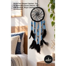 Yenilig 3 Adet Rüya Kapanı – Siyah Inci Dream Catcher, Tüy ve Boncuklu Duvar Dekoru, 62 cm Uzunluk, Rüya Catcher