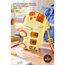 Yenilig 3 Adet Otobüs Şeklinde Su Matarası – Çizgi Film Otobüs Pipetli Matara 500 ml Gıda Sınıfı Sızdırmaz Ayarlanabilir Kordon Kids Water Bottle