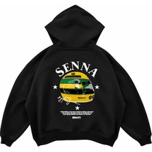 Genosha Senna Şampiyon Baskılı Oversize Hoodie Kapüşonlu Sweatshirt