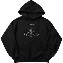 Genosha Im Fine Baskılı Oversize Hoodie Kapüşonlu Sweatshirt