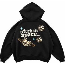 Genosha Stuck In Space Baskılı Oversize Hoodie Kapüşonlu Sweatshirt