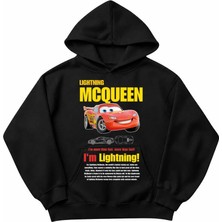 Genosha Mcqueen Arabalar Baskılı Oversize Hoodie Kapüşonlu Sweatshirt