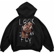 Genosha Look Mom I Can Fly Baskılı Oversize Hoodie Kapüşonlu Sweatshirt