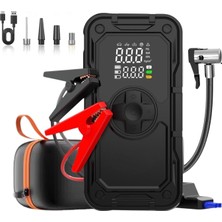 Happy Trend Powerbank Özellikli Çantalı 2000A Tepe Akımlı Akü Takviyeli Oto Hava Kompresör (Siyah)