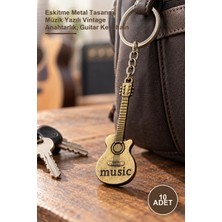 Yenilig 10 Adet Metal Gitar Anahtarlık – Eskitme Metal Tasarım, Müzik Yazılı Vintage Anahtarlık, Guitar Keychain