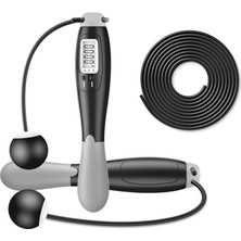 Happy Trend Dijital Sayaçlı 4 Modlu Akıllı Çelik Ip Atlama Fitness Kondsiyon Gri