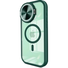 Defne Store Mey Ithalat®  iPhone 15 Pro Kılıf Teleskop Lens Magsafe Silikon Kapak - Koyu Yeşil