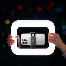 Happy Trend 3in1 Şarjlı LED Ring Light Video Işık Seti Telefon Tutucu Bluetooth Kumandalı 20W 2500K-8500K Ayarlanabilir Işık CRI96+ Vlog Canlı Yayın Makyaj Çekim Işığı | RL-200