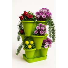 Happy Trend 3 Katlı Şanslı Yonca Tasarımlı Dekoratif Saksı Seti, 26.5 x 26.5 Cm, Çiçek ve Bitki Sebze Yetiştirme, Bahçe Salon Mutfak Saksı Seti (Yeşil)