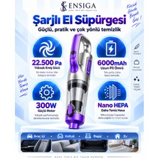 Ensiga Yüksek Emiş Güçlü Şarjlı 22.500 Pa Araç Içi ve Ev Süpürgesi