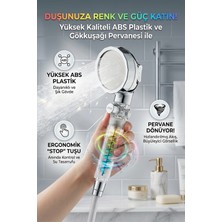Banyonatural Gökkuşağı Pervaneli Yüksek Basınçlı Turbo Terma Masajlı Aç-Kapa Tuşlu Duş Başlığı