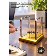 Yenilig 2 Adet Küçük Altın Renk Balans – Newton Denge Topu Masa Üstü Dekor Plastik Gövde Metal Toplar Newton's Cradle Desk Toy