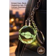 Yenilig 5 Adet Satürn Gezegen Tasarım Işıklı Anahtarlık – Kristal Cam, Renk Değiştiren Işık, Pil Ile Çalışan Keychain Hediye