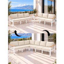 Neokas 6 Kişilik Balkon Köşe Takımı L Koltuk Bahçe Mobilyası Dış Mekan Oturma Grubu