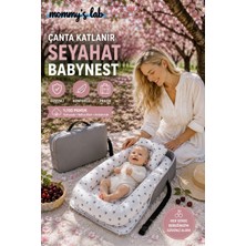 Mommyslab Lüks Premium Taşınabilir Çanta Babynest Bebek Yatağı Düz Kafa Yastıklı. - Anne Yanı Yatağı 85X45 cm
