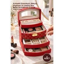 Yenilig 4 Adet Makyaj ve Takı Kutusu – Kompakt Düzenleyici, Makyaj Organizer ve Jewelry Box Model ALK3603 22 x 18 cm