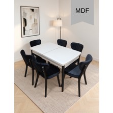 Çolak Mobilya 6 Kişilik Yemek Masa Takımı 80X130 Açılır Mdf Masa ve 6 Adet Elma Sandalye