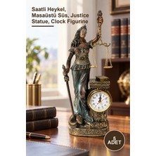 Yenilig 5 Adet Adalet Figürü Saatli Polyester Masa Dekoru – Saatli Heykel, Masaüstü Süs, Justice Statue, Clock Figurine