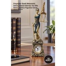 Yenilig 10 Adet Adalet Figürü – Polyester Saatli Masaüstü Dekor, Hukuk Bürosu ve Ofis Süsü, Justice Figurine Clock