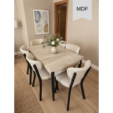 Çolak Mobilya 6 Kişilik Yemek Masa Takımı 80X130 Açılır Mdf Masa ve 6 Adet Elma Sandalye