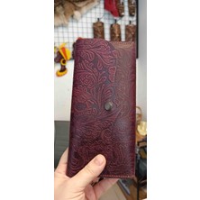 Matruşka Deri Sanat Tasarım Hakiki Deri Portföy Cüzdan (Mürdüm)