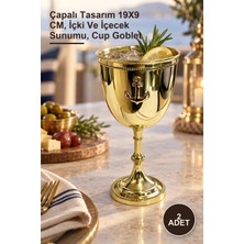 Yenilig 2 Adet Pirinç Kadeh Bardak – Çapalı Tasarım 19X9 Cm, Içki ve Içecek Sunumu, Cup Goblet