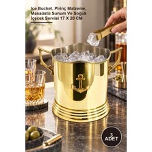 Yenilig 3 Adet Pirinç Buz Kovası – Ice Bucket, Pirinç Malzeme, Masaüstü Sunum ve Soğuk Içecek Servisi 17 x 20 cm