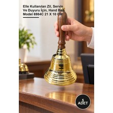 Yenilig 5 Adet Pirinç El Çanı – Elle Kullanılan Zil, Servis ve Duyuru Için, Hand Bell Model 6984C 21 x 10 cm