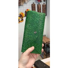 Matruşka Deri Sanat Tasarım Hakiki Deri Portföy Cüzdan (Yeşil)