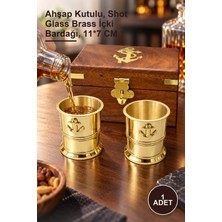Yenilig 1 Adet Pirinç Shot Bardak Seti – Ahşap Kutulu, Shot Glass Brass Içki Bardağı, 11*7 cm