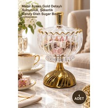 Yenilig 1 Adet Kristal Cam Şekerlik – Metal Ayaklı Gold Detaylı Sunumluk, Şekerlik Candy Dish Sugar Bowl