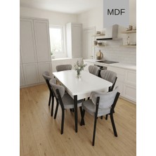 Çolak Mobilya 6 Kişilik Yemek Masa Takımı 80X130 Açılır Mdf Masa ve 6 Adet Elma Sandalye