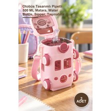 Yenilig 2 Adet Su Matarası – Otobüs Tasarımlı Pipetli 500 ml Matara, Water Bottle, Sipper, Taşınabilir