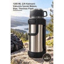 Yenilig 1 Adet Paslanmaz Çelik Termos – 1200 ml Çift Katmanlı Vakumlu Içecek Matara, Şişe, Thermos Flask